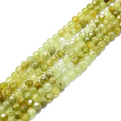 Granate Granate verdes naturales hebras, facetados, rondo, 4 mm, agujero: 0.8 mm, sobre 110 unidades / cadena, 15.16''~15.55'' (38.5~39.5 cm)