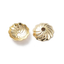 Real 24K Gold Plated Brass Bead Caps, Cadmium Free & Lead Free, Flower, Real 24K Gold Plated, 7x7x2mm, Hole: 1.2mm