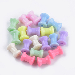 Mixed Color Opaque Acrylic Beads, Diabolo, Mixed Color, 12x9mm, Hole: 2.5mm, about 1250pcs/500g