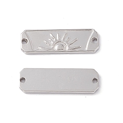 Stainless Steel Color 304 Stainless Steel Connector Charms, Rectangle Links with Sun Pattern, Stainless Steel Color, 30x10x2mm, Hole: 1.5mm