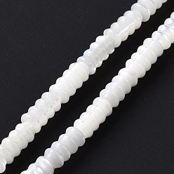 Trochus Shell Natural Trochid Shell/Trochus Shell Beads Strands, Rondelle, White, 8x4mm, Hole: 0.9mm, about 49pcs/strand, 15.35 inch(39cm)