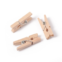 Bois Solide Clips de chevilles en bois naturel, pinces à linge, clips photo d'artisanat, burlywood, 25.5x8.5x5.5mm