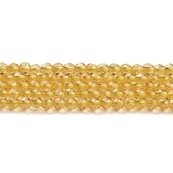 Vara de Oro Cuentas de vidrio transparentes, ronda facetas, vara de oro, 2x2 mm, agujero: 0.6 mm, sobre 184 unidades / cadena, 14.49'' (36.8 cm)