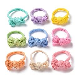 Mixed Color Bowknot Nylon Elastic Hair Ties, Hair Accessories for Girl Ponytail Holder, Mixed Color, 7mm, Inner Diameter: 39mm