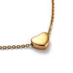 Oro 304 de acero inoxidable collares pendientes, con cadenas por cable y broches pinza de langosta, corazón, dorado, 17.5 pulgada (44.5 cm), 1.5 mm