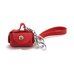 Red Imitation Leather Mini Coin Purse with Key Ring, Keychain Wallet, Change Handbag for Car Key ID Cards, Red, Bag: 5.8x5x3cm