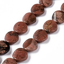 Fossil Natural Fossil Beads Strands, Twist Flat Round, 16x6~7mm, Hole: 1mm, about 25pcs/strand, 15.75''(40cm)