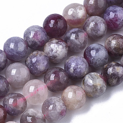 Tourmaline Brins de perles de tourmaline rouge violet naturel, ronde, 10mm, Trou: 0.9mm, environ 40 pcs / brin, 15.75 pouce (40 cm)