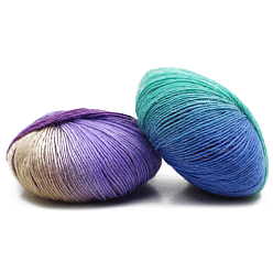 Coloré Fil teint à un brin arc-en-ciel Fil de pure laine de couleur dégradée, doux et chaud, pour chapeau écharpe châle tissé à la main, colorées, environ 196.85 yards (180m)/rouleau