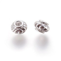 Argent  Perles de séparateur de style tibétain , sans cadmium et sans plomb, rondelle, argenterie, 6x4mm, Trou: 2mm