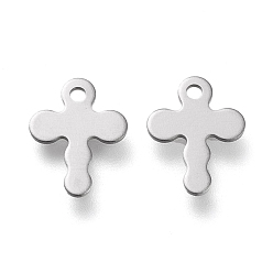 Stainless Steel Color 304 Stainless Steel Tiny Cross Charms, Laser Cut, Stainless Steel Color, 11x8.5x0.5mm, Hole: 1.2mm