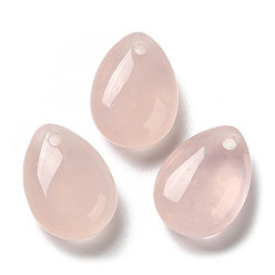 Rose Quartz Natural Rose Quartz Teardrop Charms, for Pendant Necklace Making, 14x10x6mm, Hole: 1mm