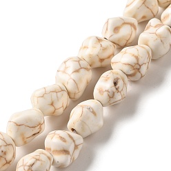 Dentelle Vieille Brins de perles synthétiques teintes en turquoise, nuggets, vieille dentelle, 12.5x9.5x9mm, Trou: 1.2mm, Environ 34 pcs/chapelet, 15'' (38.1 cm)