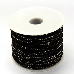 Black Metallic Stain Beads String Cords, Nylon Mouse Tail Cord, Black, 1.5mm, about 100yards/roll(300 feet/roll)