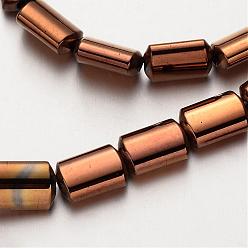 Copper Plated Electroplate Non-magnetic Synthetic Hematite Bead Strands, Rectangle, Copper Plated, 6x4x3mm, Hole: 1mm, about 67pcs/strand, 15.7 inch