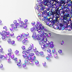 Dark Orchid Bicone AB Color Plated Eco-Friendly Transparent Acrylic Beads, Dark Orchid, 6x6mm, Hole: 1mm, about 6250pcs/500g
