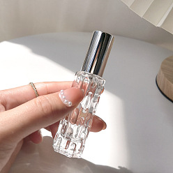 Platino Botellas de spray de vidrio portátiles vacías, con fornituras de aluminio, envase de perfume de viaje, Platino, 2.2x9 cm, capacidad: 10 ml (0.34 fl. oz)