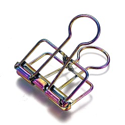 Rainbow Color Metal Skeleton Frame Hollow Wire Binder Clips, Office Supplies, Rainbow Color, 4.1x3.4x2.6cm