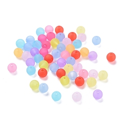 Couleur Mélangete Perles de billes acryliques transparentes, Style givré, ronde, couleur mixte, 10mm, trou: 2 mm, environ 938 pcs / 500 g
