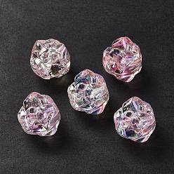 Misty Rose UV Plating Rainbow Iridescent Acrylic Beads, Flower, Misty Rose, 17x17x15.5mm, Hole: 3.2mm