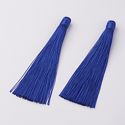 Bleu Marine Nylon pompon grandes décorations pendantes, bleu marine, 120x10mm, Trou: 5mm