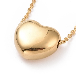 Doré  304 collier pendentif coeur en acier inoxydable pour femme, or, 17.72 pouce (45 cm)