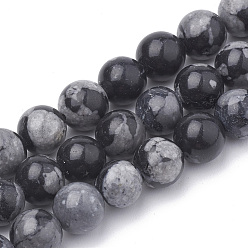 Snowflake Obsidian Synthetic Snowflake Obsidian Beads Strands, Round, 8mm, Hole: 1mm, about 48pcs/strand, 15.5 inch