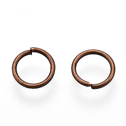 Red Copper Iron Open Jump Rings, Nickel Free, Round Ring, Red Copper, 21 Gauge, 6x0.7mm, Inner Diameter: 4.5mm, about 20000pcs/1000g