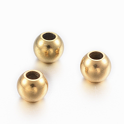 Golden Ion Plating(IP) 304 Stainless Steel Beads, Round, Golden, 3x2.5mm, Hole: 1.1mm