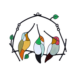 Colorful Acrylic Pendant Decorations, Window Hanging Suncatcher, 3 Birds, Colorful, 205x170mm