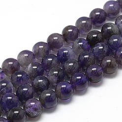 Amethyst Natural Amethyst Beads Strands, Grade AB, Round, 8~9mm, Hole: 1mm, about 45~48pcs/strand, 15.7 inch