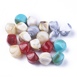 Couleur Mélangete Perles acryliques, style de pierres fines imitation, nuggets, couleur mixte, 15.5x12x12mm, trou: 1.8 mm, environ 310 pcs / 500 g