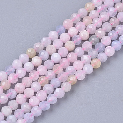 Morganite Natural Morganite Beads Strands, Faceted, Round, 3mm, Hole: 0.7mm, about 137pcs/strand, 15.55 inch(39.5cm)