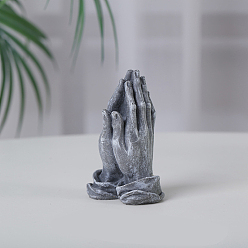 Gris Ardoise Statue de mains en prière en résine, fengshui méditation sculpture décoration de la maison, gris ardoise, 38x46x72mm