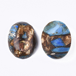 Dodger Blue Assembled Synthetic Imperial Jasper and Bronzite  Cabochons, Dyed, Oval, Dodger Blue, 25~25.5x18~18.5x7~7.5mm