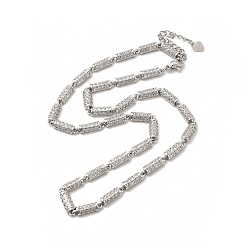 Platino Collar de cadena de eslabones de columna de circonita cúbica transparente, joyería de latón chapado en rack para mujer, sin plomo y cadmio, Platino, 16.54 pulgada (42 cm)