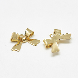 Real 18K Gold Plated Brass Pendants, Bowknot, Real 18K Gold Plated, 10.5x16x4mm, Hole: 1mm
