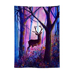 Deer Halloween Theme Polyester Wall Hanging Tapestry, for Bedroom Living Room Decoration, Rectangle, Deer Pattern, 1000x750mm