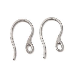 Stainless Steel Color 304 Stainless Steel Earring Hooks, Ear Wire, with Loops, Stainless Steel Color, 22x12x1mm, Hole: 3.5x2mm, 20 Gauge, Pin: 0.8x1mm