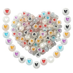 Mixed Color Luminous Acrylic Beads, Glow in the Dark, Flat Round, Mixed Color, 7x3.5~4mm, Hole: 1.2~1.8mm, 300pcs/box