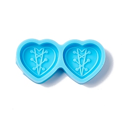 Corazón Moldes de silicona para san valentin, moldes de resina, para la fabricación de artesanías de pendientes, patrón del corazón, 17.5x36x5 mm, diámetro interior: 14x16 mm