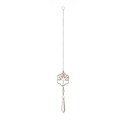 Flocon de neige Perles acryliques en forme de larme grosses décorations pendantes, capteurs de soleil suspendus, avec des perles éclatées de quartz rose, arbre de la vie, flocon de neige, 394mm