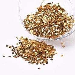 Золотистый Украшение аксессуаров пластиковая пайетка / блестки бисер, звезда, золотые, 2.5x2.5x0.1 мм, Около 450000 шт / фунт