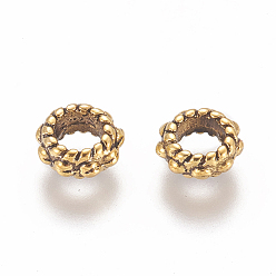 Antique Golden Tibetan Style Spacer Beads, Antique Golden Color, Lead Free & Cadmium Free, Flower, Size: about 6mm in diameter, 3mm thick, hole: 3mm