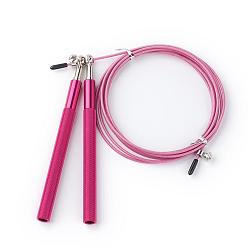 Rouge Violet Moyen Sauter des cordes sauteuses, câble en acier, avec poignées en aluminium à vitesse rapide réglable, support violet rouge, 3000x2.5mm