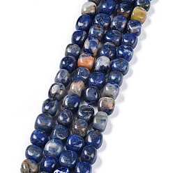 Sodalite Sodalites naturelles brins de perles, pépites en pierre roulée, 6.5~15x7~14x7~14mm, Trou: 1~1.4mm, Environ 32~33 pcs/chapelet, 15.16~ 15.75 pouce (38.5~40 cm)