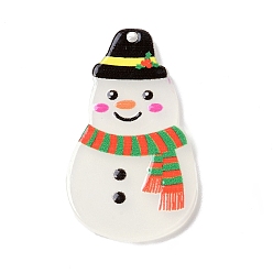 Снеговик Печатные акриловые подвески, на Рождество, снеговик, 37.5x21.5x2 мм, отверстие : 1.6 мм