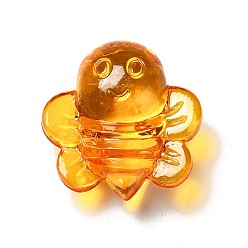 Or Perles acryliques transparentes, abeilles, or, 25.5x25x12.5mm, Trou: 2.5mm, environ160 pcs / 500 g