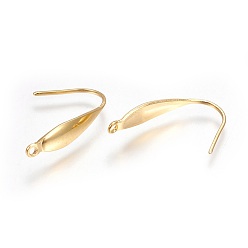 Real 24K Gold Plated 304 Stainless Steel Earring Hooks, with Vertical Loop, Real 24K Gold Plated, 21x4.5mm, Hole: 1.2mm, 20 Gauge, Pin: 0.8mm
