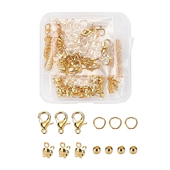 Golden DIY Jewelry Making Finding Kit, Including Zinc Alloy Lobster Claw & Parrot Trigger Clasps, Iron Bead Tips, Brass Jump Rings & Crimp Beads, Cadmium Free & Lead Free, Golden, 650Pcs/set